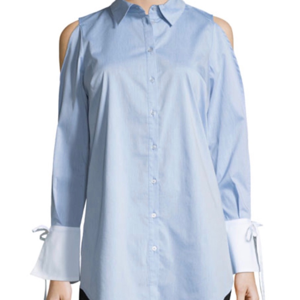 Marled by Reunited Cold Shouldered Poplin Blouse